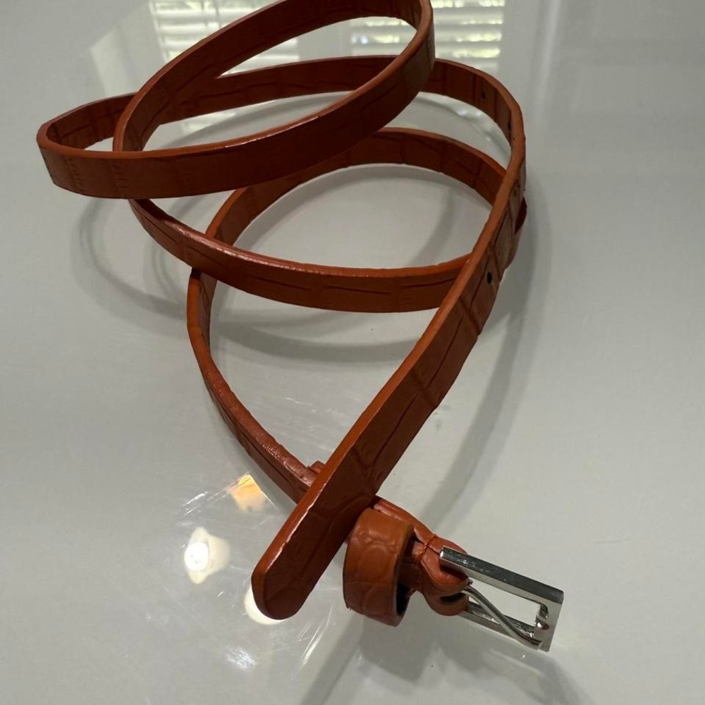 Thin Orange leather belt